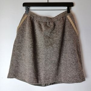 J.Crew Brown Wool Herringbone A-line Mini Skirt with Pockets Womens Size S (6-8)